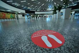 image of social distancing feet floor sticker